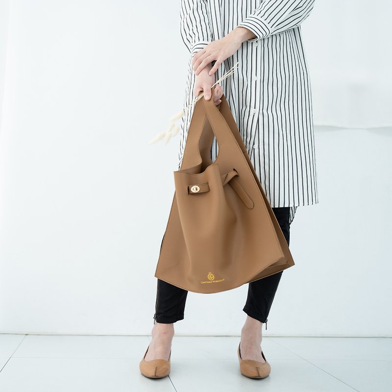 Vestket bag 背心提袋水桶包 - Camel駝色 - 手提包/手提袋 - 人造皮革 咖啡色