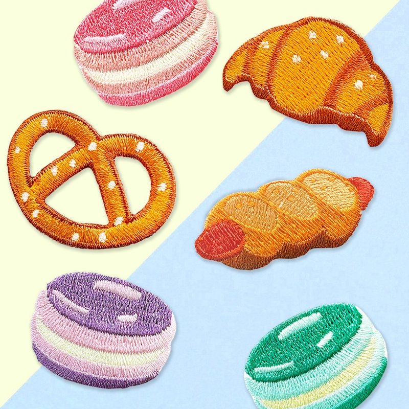 【刺繡布貼】國際美食特輯 麵包糕點篇 (六款) - 貼紙 - 繡線 