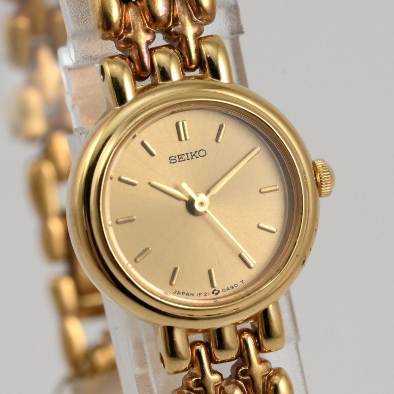 SEIKO 1F21-0A30 女性用腕時計 クォーツ ゴールド ブレスレット 手錶 古董錶 復古手錶 - 女錶 - 不鏽鋼 金色