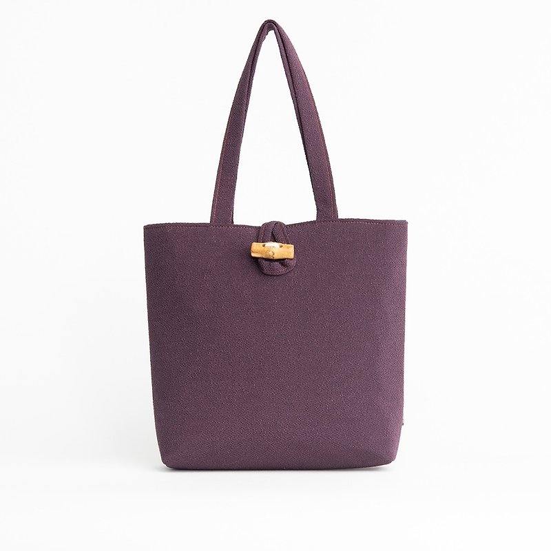 Mini Tote Bag Tango Chirimen Purple Japanese Traditional Fabric - กระเป๋าถือ - เส้นใยสังเคราะห์ สีม่วง
