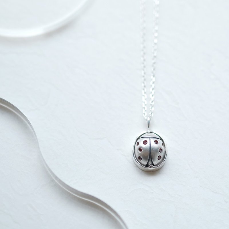 瓢蟲 項鍊 925銀 - 項鍊 - 其他金屬 紅色