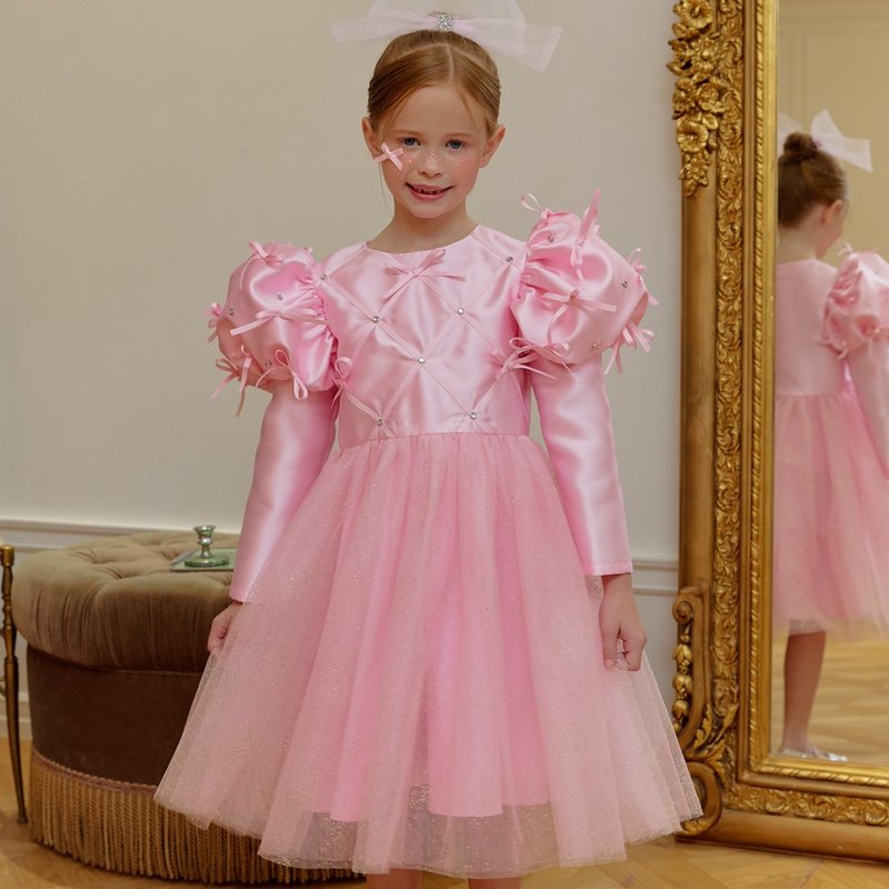 Belle Ribbon Dress-Coral Pink - 男/女童禮服 - 其他材質 粉紅色