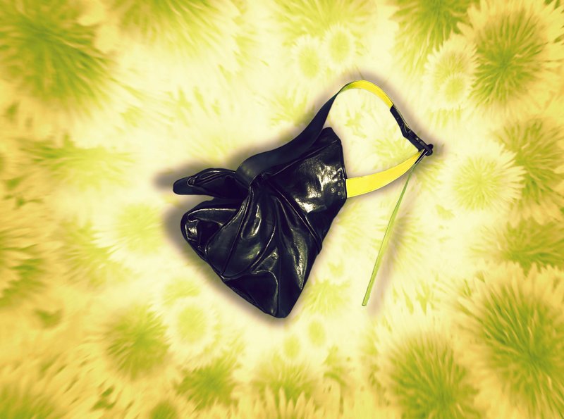 雙色寬包帶休閒百搭牛皮背包 - 側背包/斜背包 - 真皮 黑色