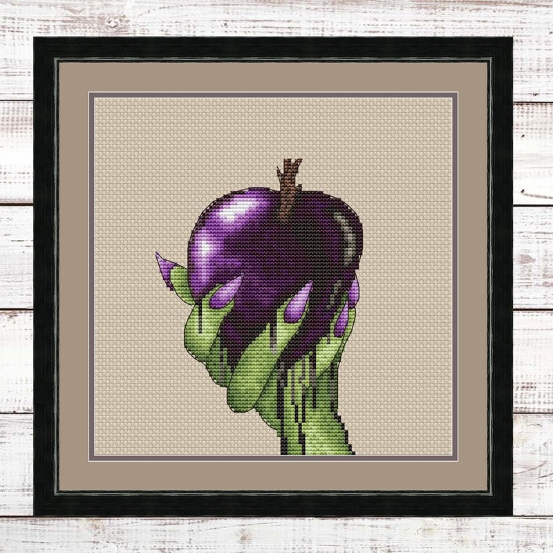 Witch's hand with poisoned apple Cross Stitch Pattern Modern, Witch Cross Stitch - 手工藝教學/工具書 - 其他材質 