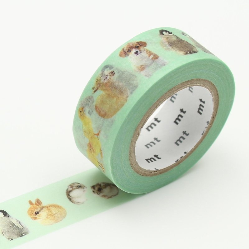 KAMOI mt Masking Tape Deco【Baby Animals (MTEX1P129)】 2017SS - Washi Tape - Paper Green