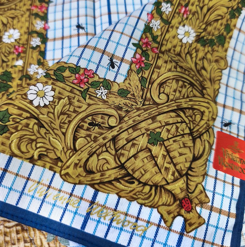 Vivienne Westwood Vintage Handkerchief Ants 18 x 18 inches Luxury Punk. - 手帕 - 棉．麻 金色