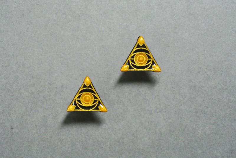 Omniscience Eye Black Gold Earrings - Earrings & Clip-ons - Paper Black