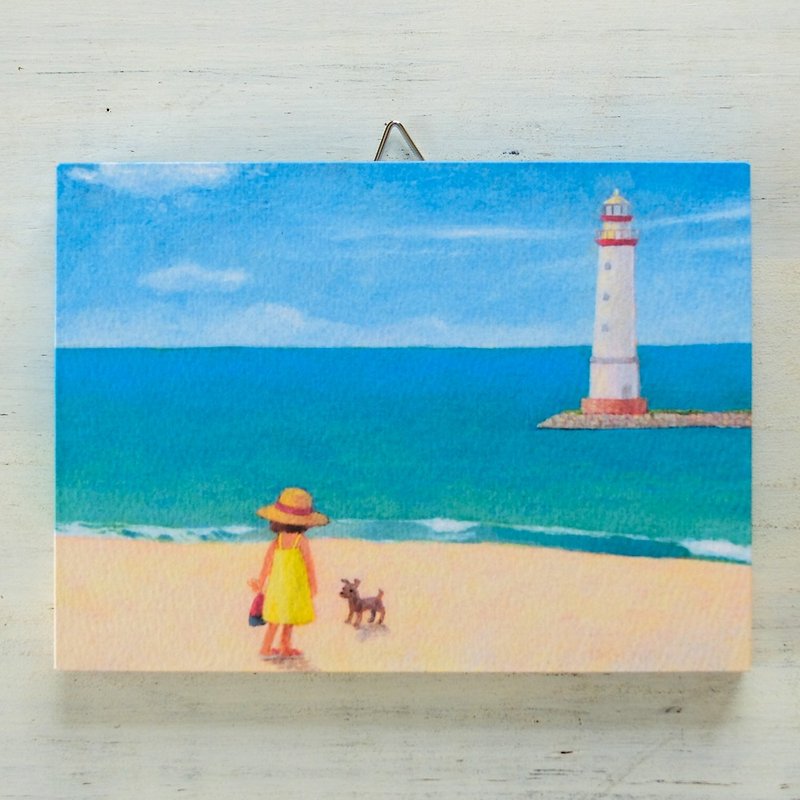 3:4Art panel No.49/  On the beach with lighthouse view - Posters - Paper Multicolor