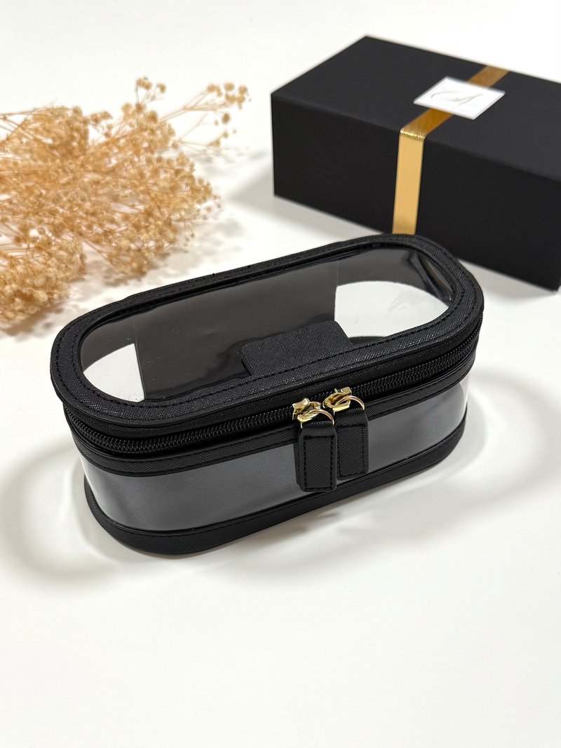 【客制禮物】真皮 小號 化妝箱 姊妹 生日 旅行 畢業 個人化 定製 - 化妝包/收納袋 - 真皮 黑色