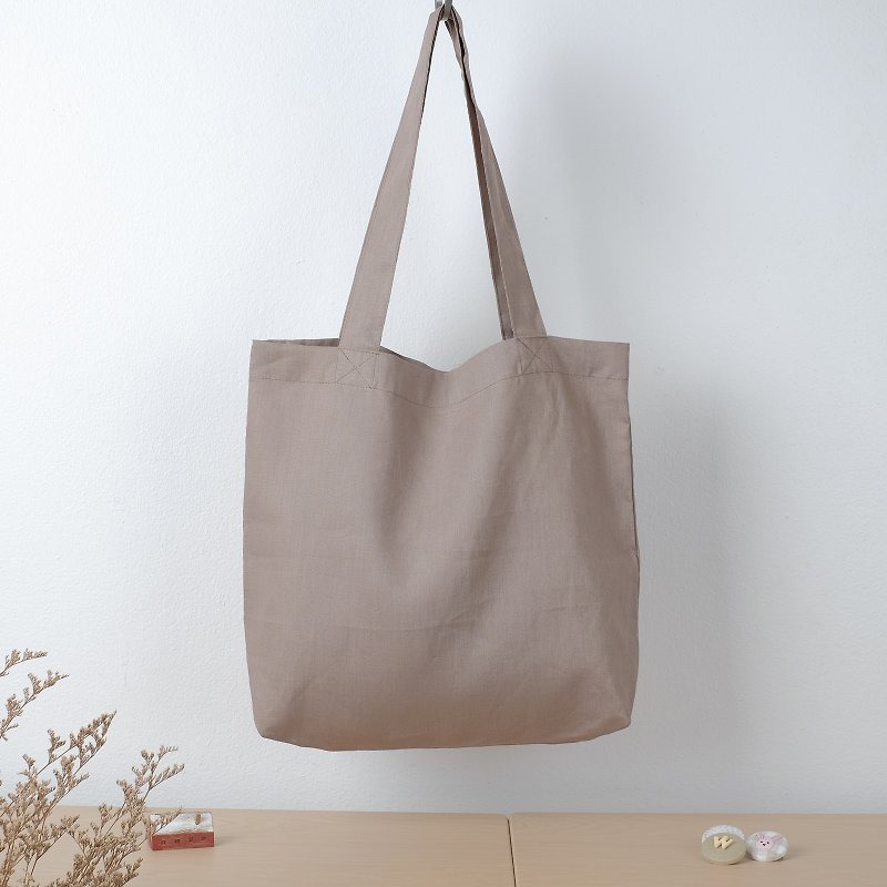 Nude Linen Tote Bag - Messenger Bags & Sling Bags - Cotton & Hemp Brown