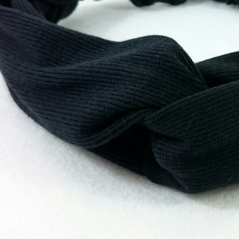 Cross hairband ~ Plain black ~ Thread headband*SK* - ที่คาดผม - ผ้าฝ้าย/ผ้าลินิน สีดำ