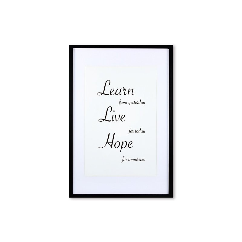 iINDOORS Decorative Frame - Cursive Quote Learn Live Hope - Black 63x43cm - กรอบรูป - ไม้ สีดำ