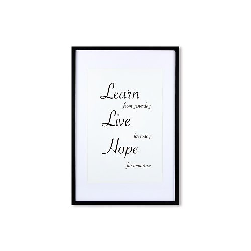 iINDOORS英倫家居 裝飾畫相框 Cursive Quote Learn Live Hope 黑色框 63x43cm