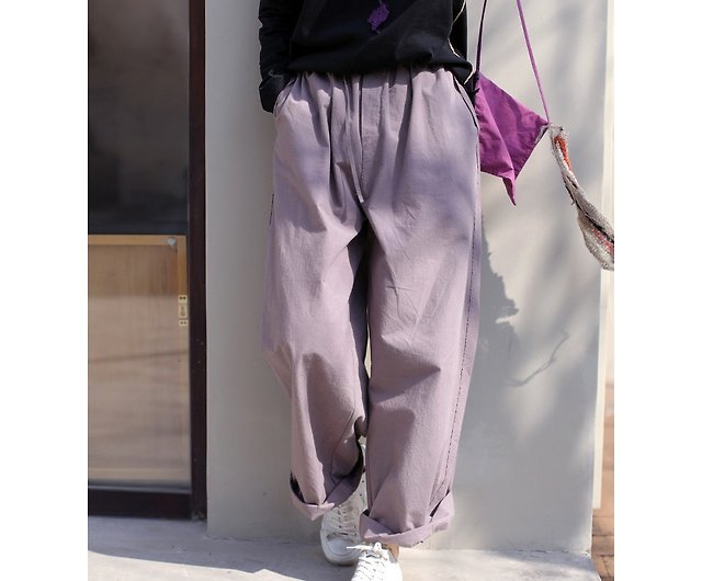 Fluffy cotton elastic waist drawstring straight slimming wide leg pants -  Shop NoZen Women's Pants - Pinkoi
