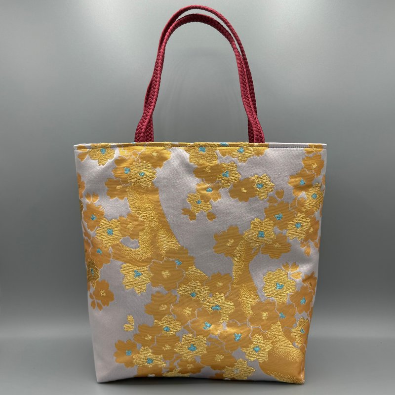 Kimono Obijime Remake Tote bag - กระเป๋าถือ - ผ้าไหม สีม่วง