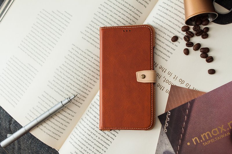iPhoneXR Slipcase Series Leather Case - Brown - เคส/ซองมือถือ - หนังแท้ สีนำ้ตาล