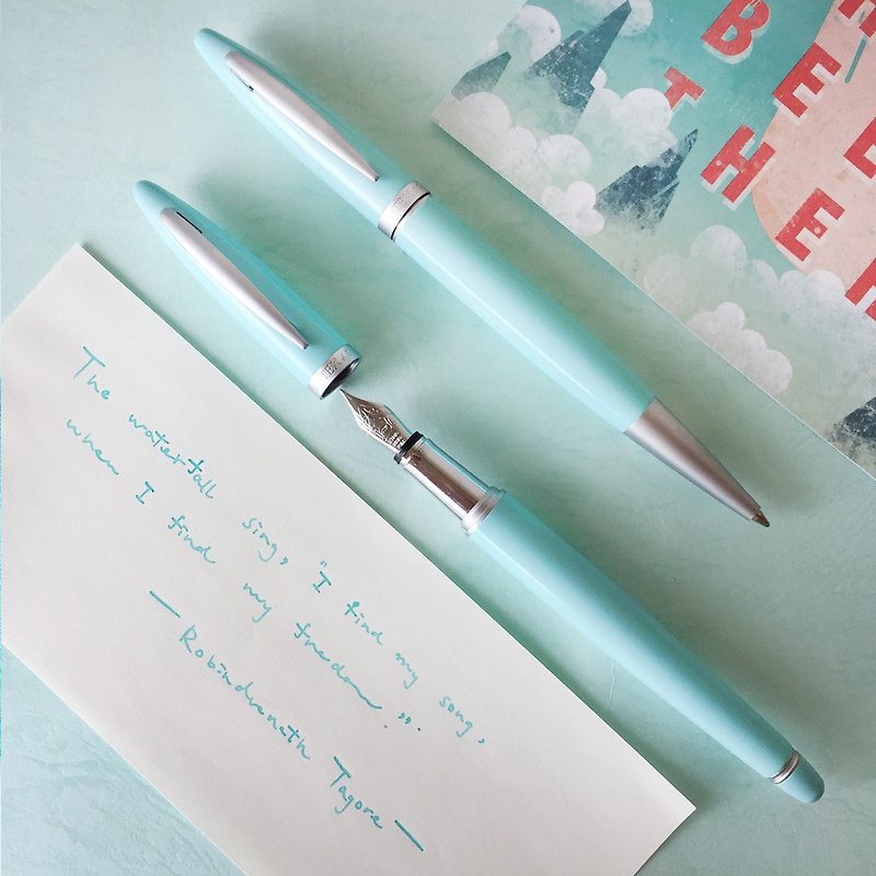ARTEXライフハッピーペン+ボールペンダブルペンラグジュアリーグループ - ソーダスムージー - 万年筆 - 銅・真鍮 ブルー