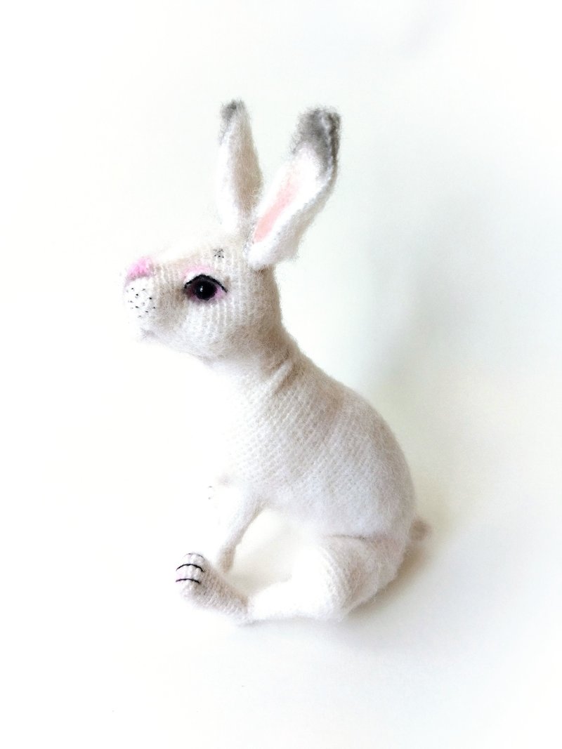 Realistic rabbit. Crocheted funny bunny. Rabbit soft toy. Animal plush toy bunny - Stuffed Dolls & Figurines - Other Materials White