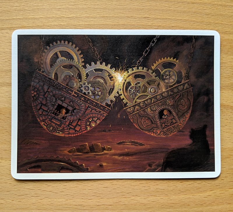 The Gearwheel Hearts / Postcard - Cards & Postcards - Paper 