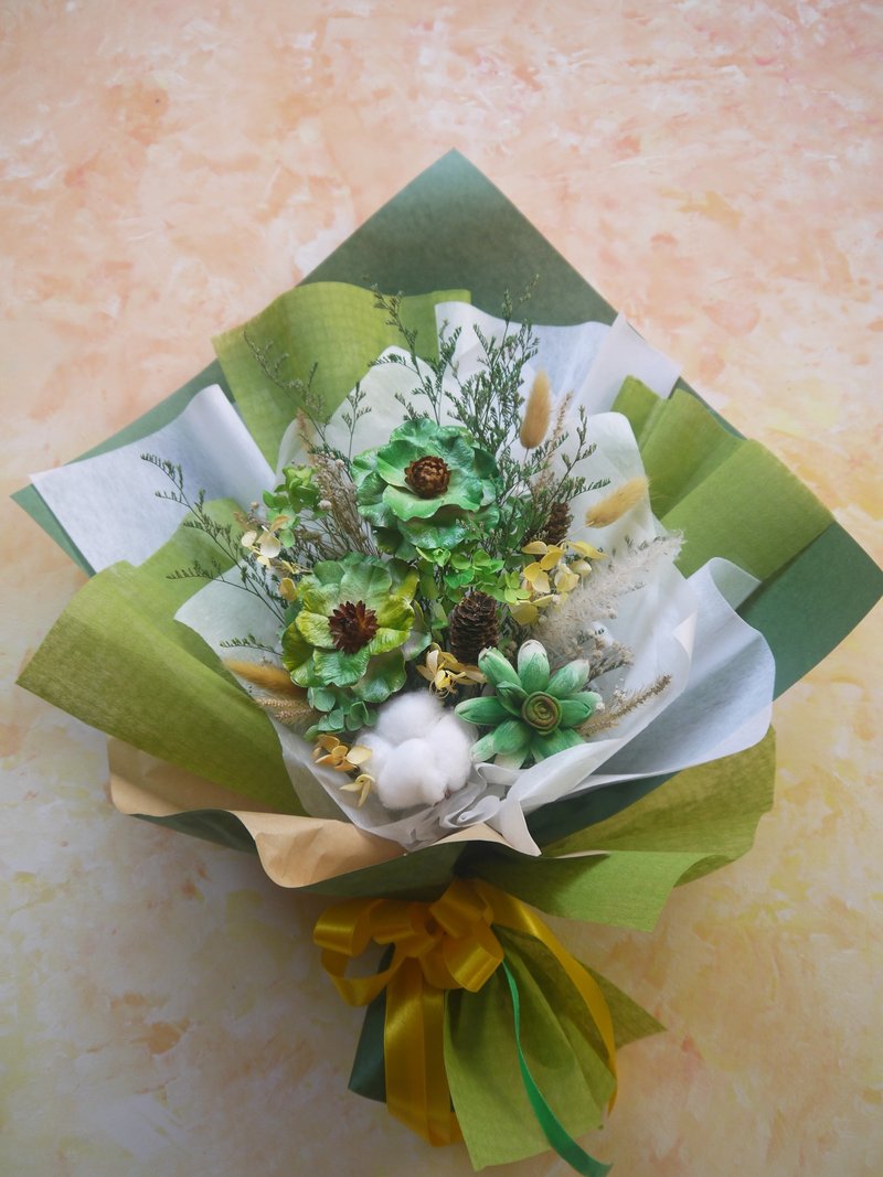 榜上有名.森林綠色系.乾燥花.永生花.情人節.生日.畢業花束 - 乾燥花/永生花 - 植物．花 綠色