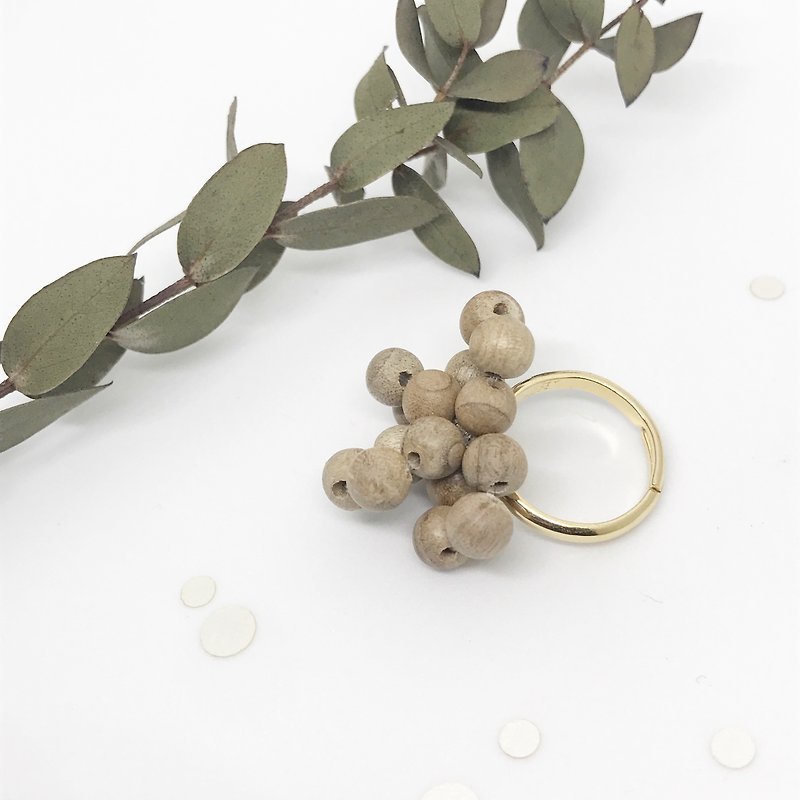 Wooden bubbles ring - General Rings - Glass Transparent