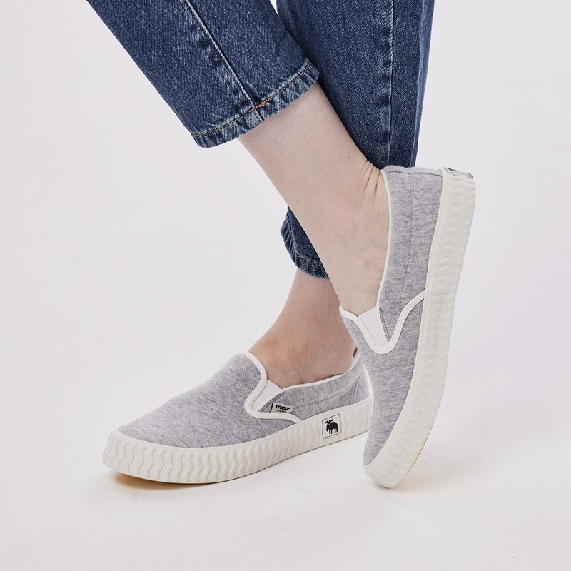 moz瑞典 駝鹿 奶泡感 超舒適懶人鞋(麻花灰) - 女休閒鞋/帆布鞋 - 棉．麻 灰色