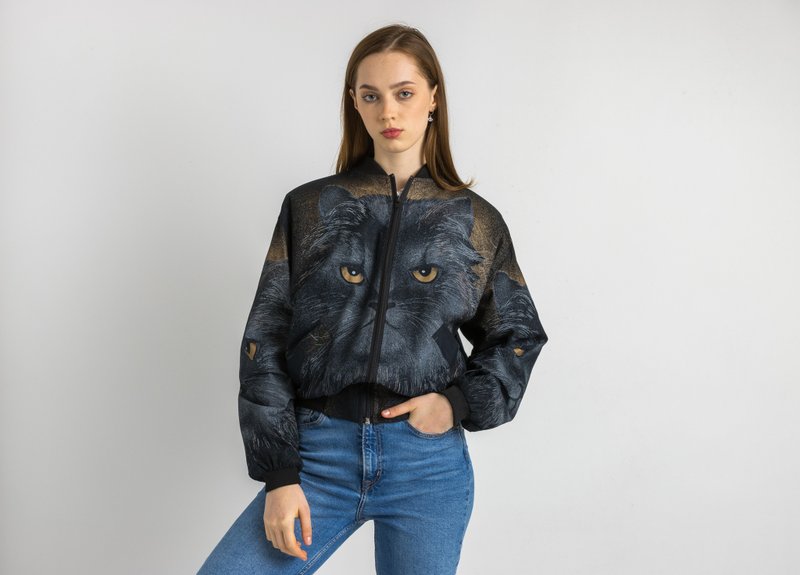 1990s Vintage Woman Unisex Animal print bomber jacket Medium 6179 - 女大衣/外套 - 棉．麻 多色
