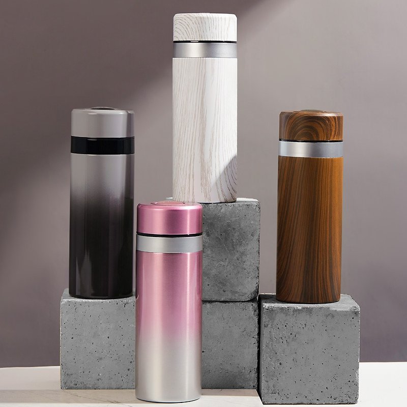 Qiantangxuan Living Porcelain | Gold and Stone Thermos Cup/Wood Grain Style/2 Colors 330ml - Vacuum Flasks - Porcelain 
