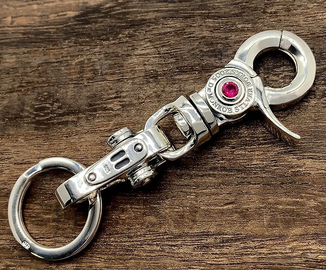 bike keyholeder,sterling silver,red stone,biker jewelry,present for  him,kc02 - Shop dr-monroe-jp Keychains - Pinkoi