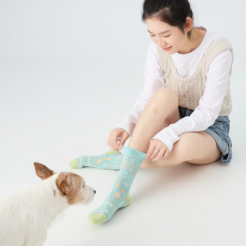 尋夢員/綠(F)-MIT設計中筒襪 - 襪子 - 棉．麻 綠色