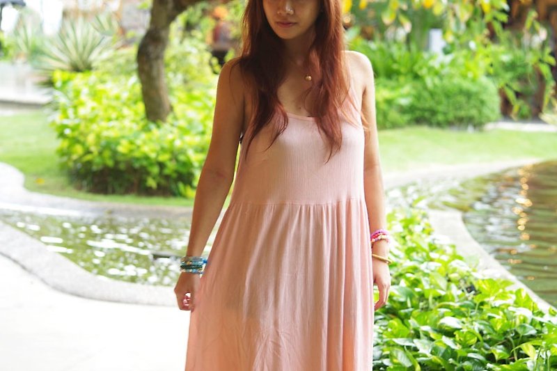 Resort maxi dress <pink> - ชุดเดรส - วัสดุอื่นๆ สึชมพู