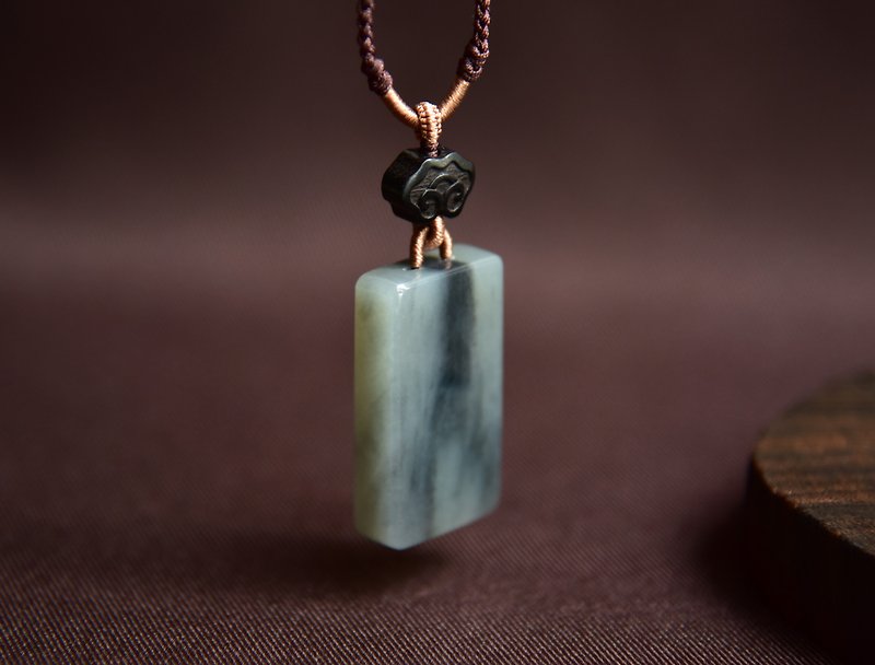 [Peace and Sound] Natural Hetian Jade Xinjiang Loulan Blue and White Ping and Nothing brand necklace - Necklaces - Jade Gray
