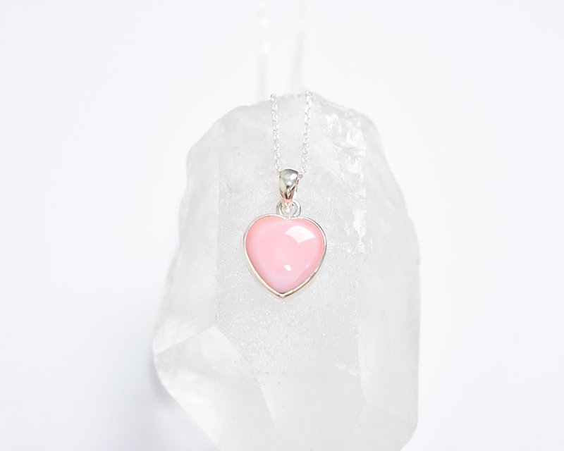 Pink heart queen conch shell silver necklace, silver 925 - 項鍊 - 寶石 粉紅色