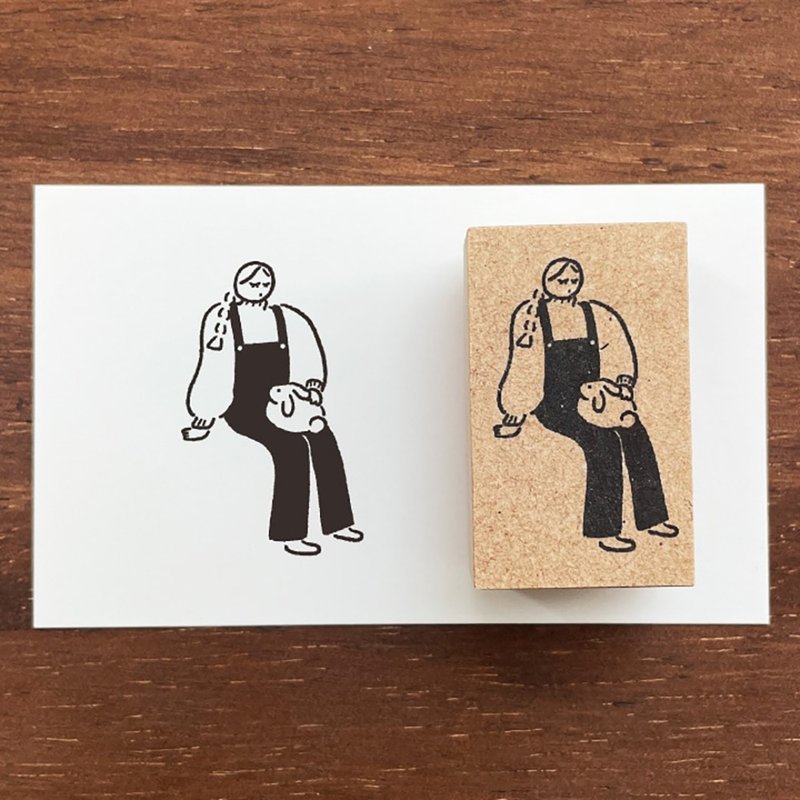 マールちゃん イラストスタンプ のんびり ラバースタンプ 女の子 日本製 a-096 - 印章/印台 - 木頭 咖啡色
