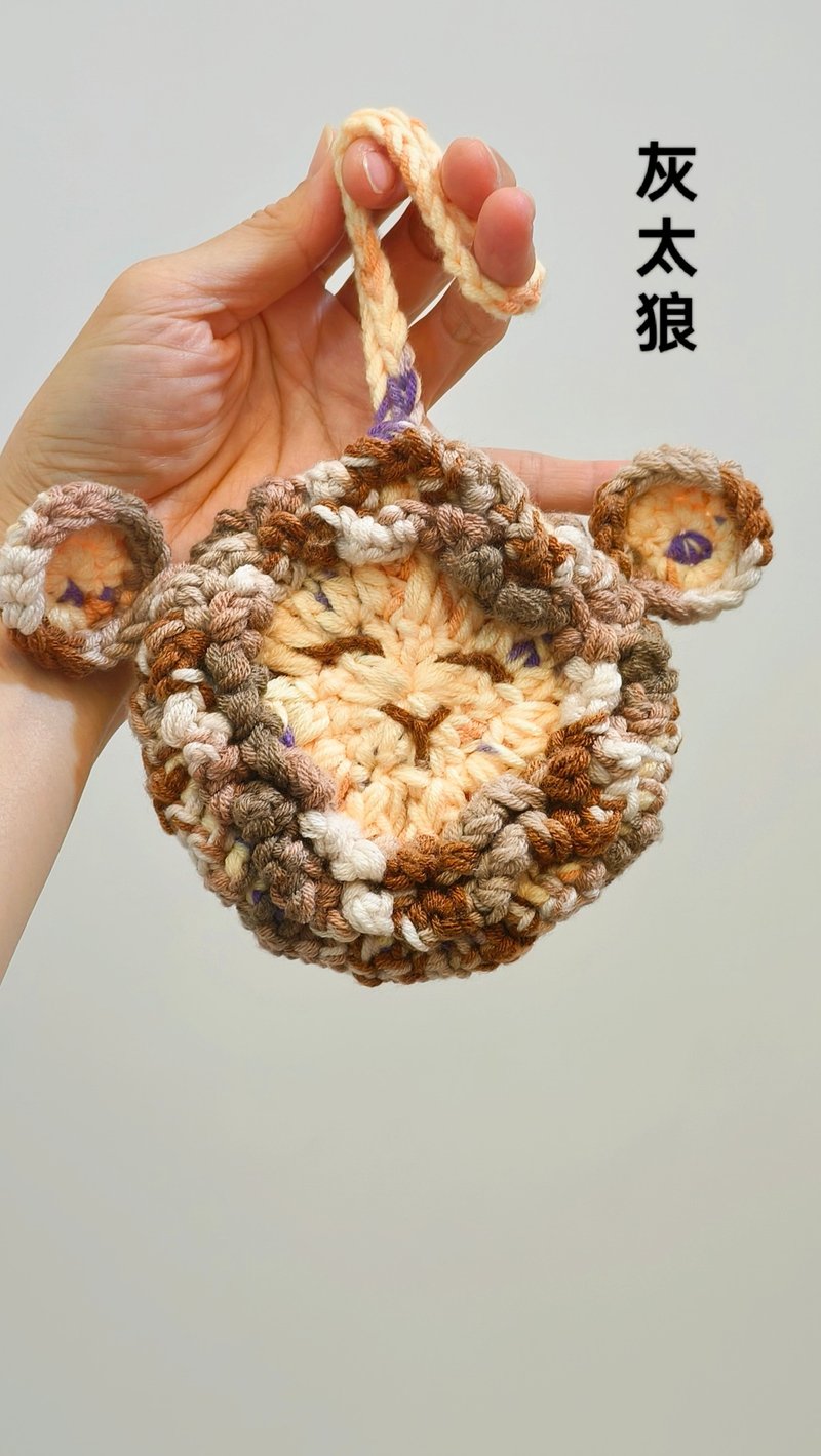 Cheerful Sheep Earphone Pouch ~ Round Sheep Head Style. Perfect for storing your earphones, small cosmetics, keys, and more. - Toiletry Bags & Pouches - Cotton & Hemp Gray