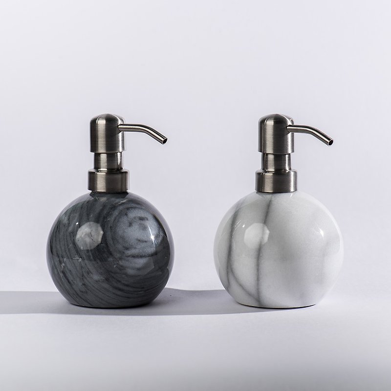 -【Qiyu Home Furnishing】Marble Ball Lotion Jar / Hand Wash Jar (250ml) - Items for Display - Stone White