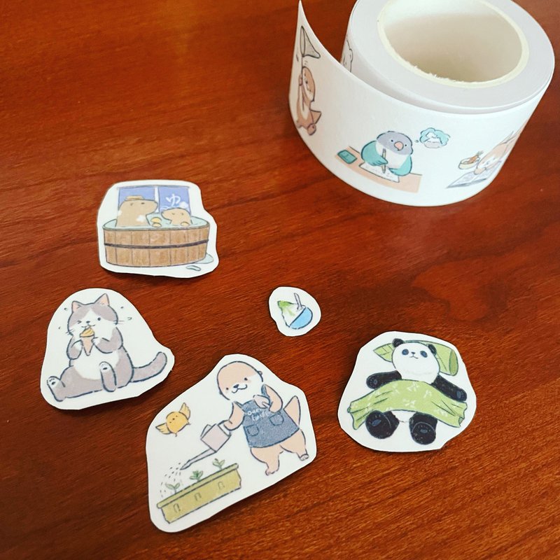 Shine original shop anniversary event cute little otter animal living paper tape - มาสกิ้งเทป - กระดาษ 