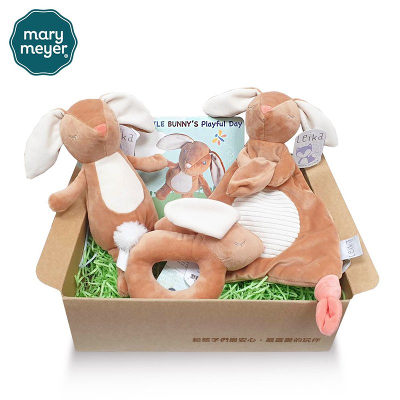 【MaryMeyer】咪兔奢藏禮盒(手搖鈴+安撫巾+安撫玩偶+繪本) - 彌月禮盒 - 棉．麻 多色