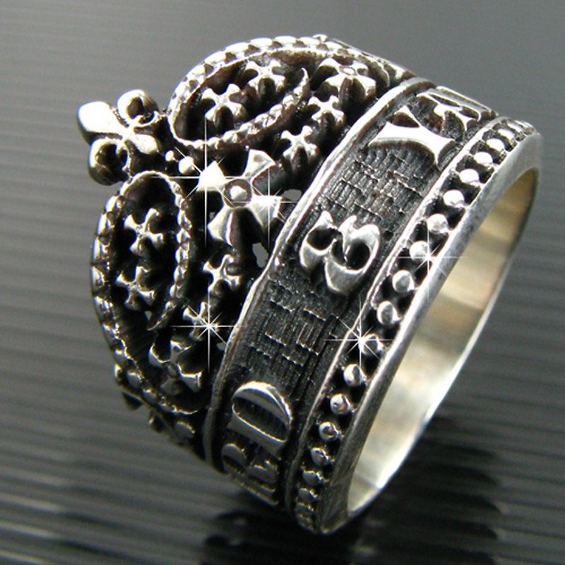 Customized.925 Sterling Silver Jewelry RCW00006-Crown Name Ring - แหวนทั่วไป - โลหะ 