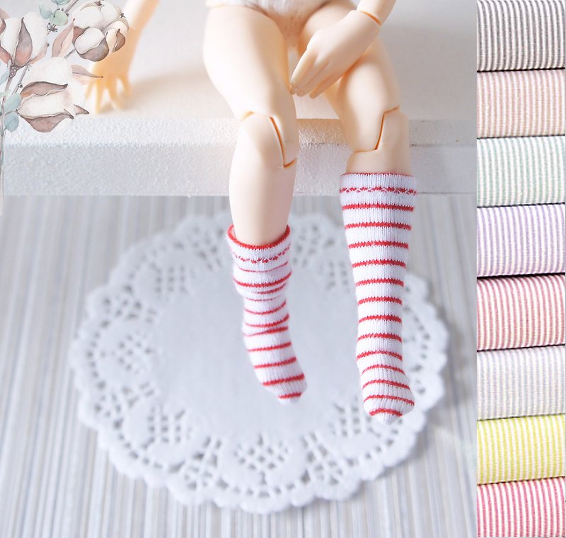 Blythe Striped knee socks, Underwear for dolls, Socks for doll, Blythe clothes - Stuffed Dolls & Figurines - Cotton & Hemp Multicolor