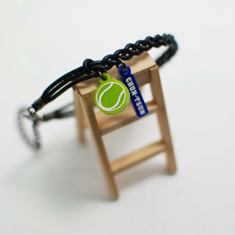 Tennis calfskin bracelet + small tag | school name or name + back number | - Bracelets - Acrylic Green