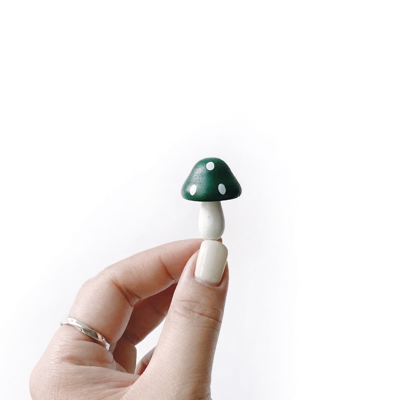 (In Stock) Potted Plant Decoration Wooden Simulation Green Mushroom Decoration Micro Landscape Decoration - ของวางตกแต่ง - ไม้ สีเขียว