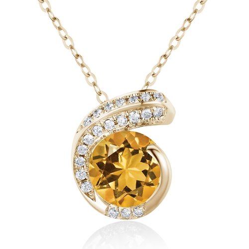 Majade Jewelry Design 黃水晶鑽石C型項鍊-14k金不規則頸鏈-簡約多層次吊墜-黃色藍寶石