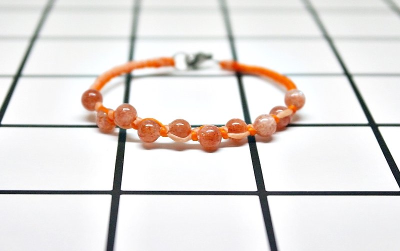 Thailand silk wax X natural stone _ Argentina strawberry crystal / can be selected color - Bracelets - Wax Orange