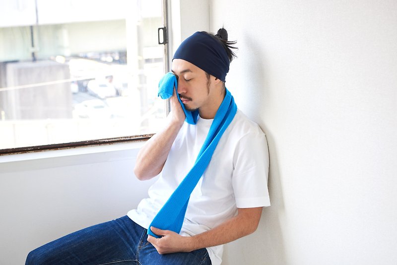 Made in JAPAN Sports Headband Antibacterial AntiOdor Fitness Workout Hairband - เครื่องประดับผม - เส้นใยสังเคราะห์ สีน้ำเงิน