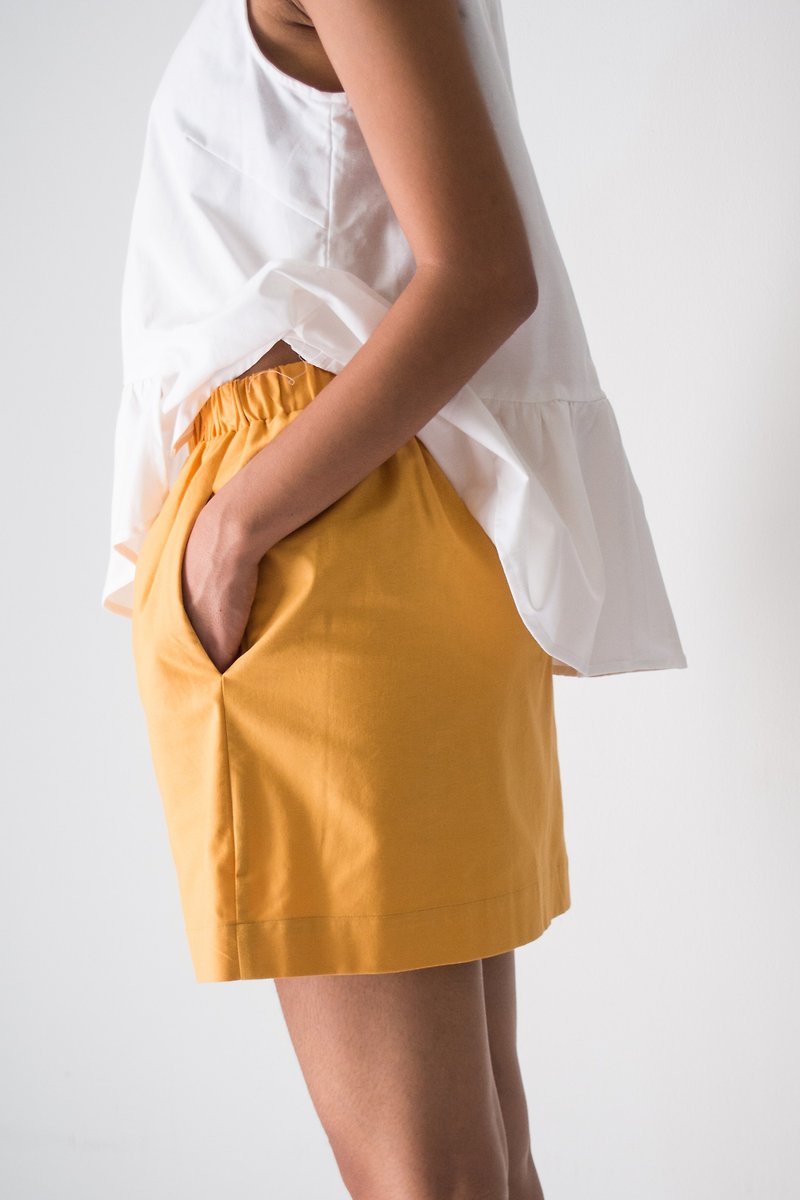 Mani Bleu Mini Skirt Yellow Mellow - 裙子/長裙 - 棉．麻 