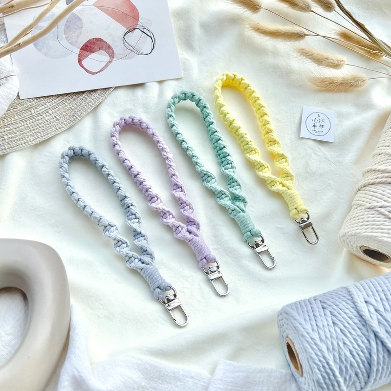 Candy color double braided mobile phone lanyard | silver door clip - เชือก/สายคล้อง - ผ้าฝ้าย/ผ้าลินิน 