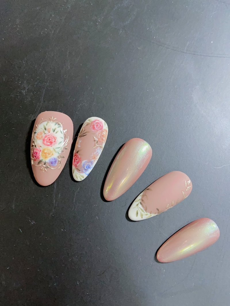 Wearing Nails | Full of Spring Colors | Hand-painted Nail Art | Watercolor Flower Nail Art | - Other - Resin Pink