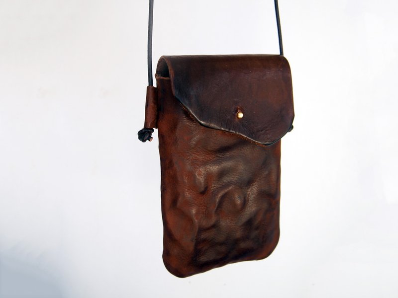 I'm a small waste bag - Phone Cases - Genuine Leather Brown