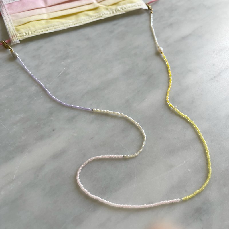 Minertés+ Japanese Antique Beads Series - Pink Color Glasses Chain/Mask Chain+ - Face Masks - Pearl Multicolor
